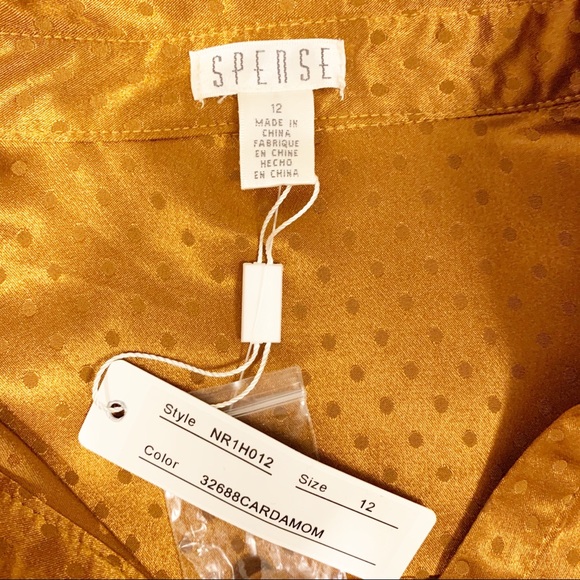 NWT New Spense Polka Dot V Neck Gold Midi Dress 12 - Picture 6 of 7